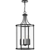Progress Lighting Gilliam 4-Light Matte Black Farmhouse Clear Glass Cylinder Medium Hanging Pendant Light