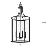 Progress Lighting Gilliam 4-Light Matte Black Farmhouse Clear Glass Cylinder Medium Hanging Pendant Light