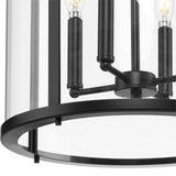 Progress Lighting Gilliam 4-Light Matte Black Farmhouse Clear Glass Cylinder Medium Hanging Pendant Light