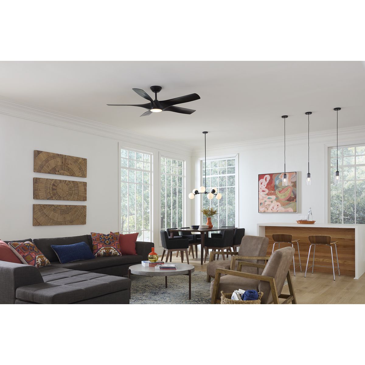 Progress Lighting Haas 6-Light Matte Black Mid-century Chandelier