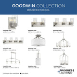 Progress Lighting Goodwin 4-Light Brushed Nickel Farmhouse Clear Glass Linear Large Hanging Kitchen Island Light
