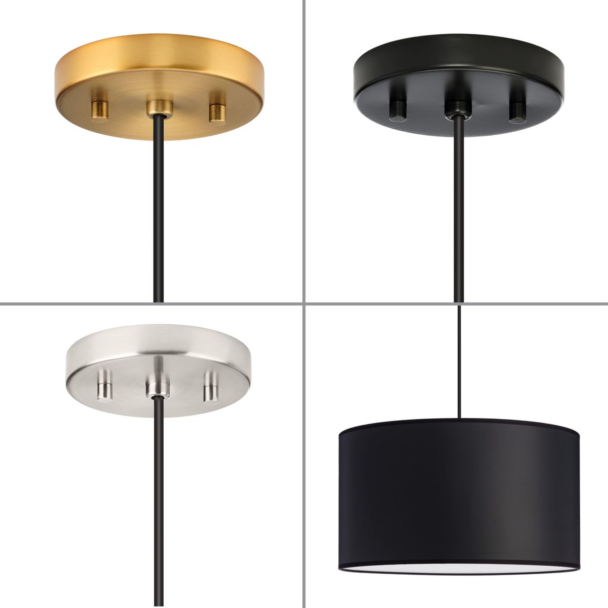 Progress Lighting Markor 3-Light Black Parchment Transitional Drum Medium Hanging Pendant Light