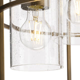 Progress Lighting Burgess 5-Light Aged Bronze Rustic Seeded Glass Cylinder Medium Hanging Pendant Light