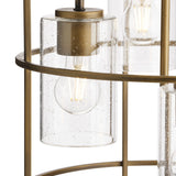 Progress Lighting Burgess 5-Light Aged Bronze Rustic Seeded Glass Cylinder Medium Hanging Pendant Light