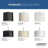 Progress Lighting Markor 3-Light White Linen Transitional Drum Medium Hanging Pendant Light