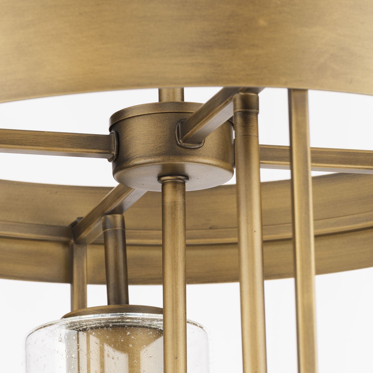 Progress Lighting Burgess 5-Light Aged Bronze Rustic Seeded Glass Cylinder Medium Hanging Pendant Light