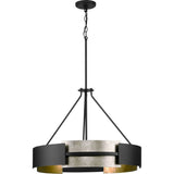 Progress Lighting Lowery 5-Light Matte Black with Aged Silver Leaf Accents Modern/Contemporary Drum Large Hanging Pendant Light