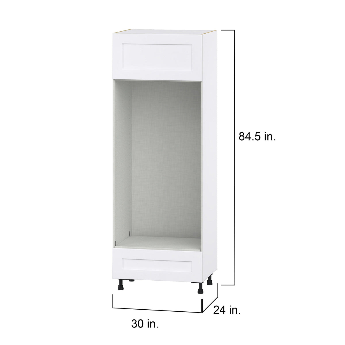 Hugo&Borg Jolie 30-in W x 84.5-in H x 24-in D Warm White 1-Drawer Double Oven Base Fully Assembled Cabinet (Flat Panel Shaker Style)