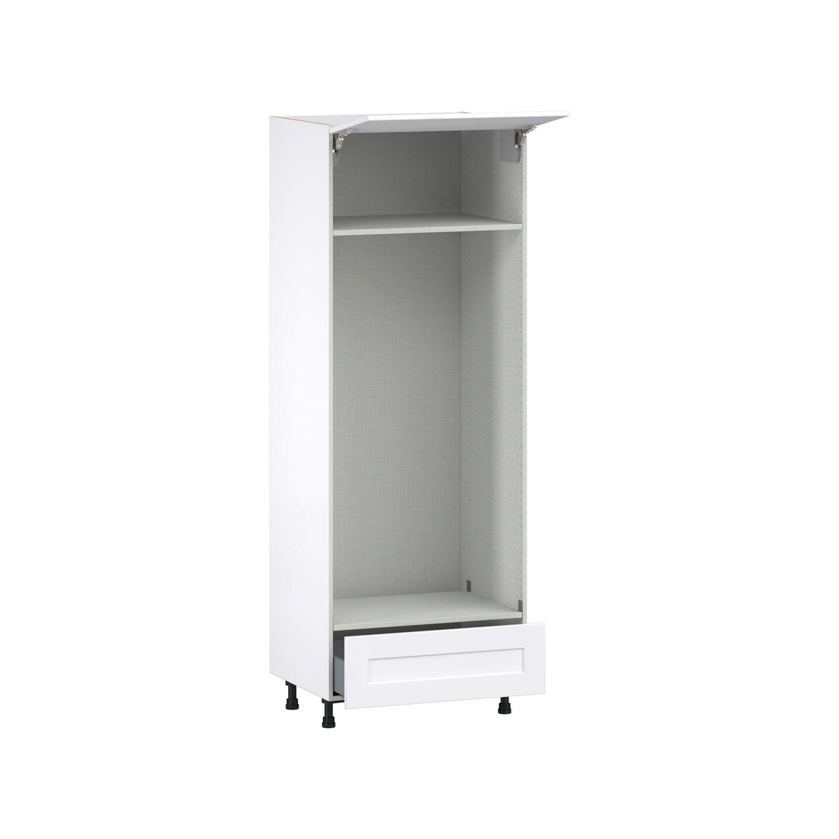 Hugo&Borg Jolie 30-in W x 84.5-in H x 24-in D Warm White 1-Drawer Double Oven Base Fully Assembled Cabinet (Flat Panel Shaker Style)