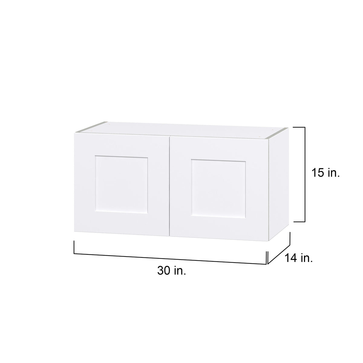 Hugo&Borg Jolie 30-in W x 15-in H x 14-in D Warm White Wall Fully Assembled Cabinet (Flat Panel Shaker Door Style)