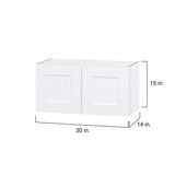 Hugo&Borg Jolie 30-in W x 15-in H x 14-in D Warm White Wall Fully Assembled Cabinet (Flat Panel Shaker Door Style)