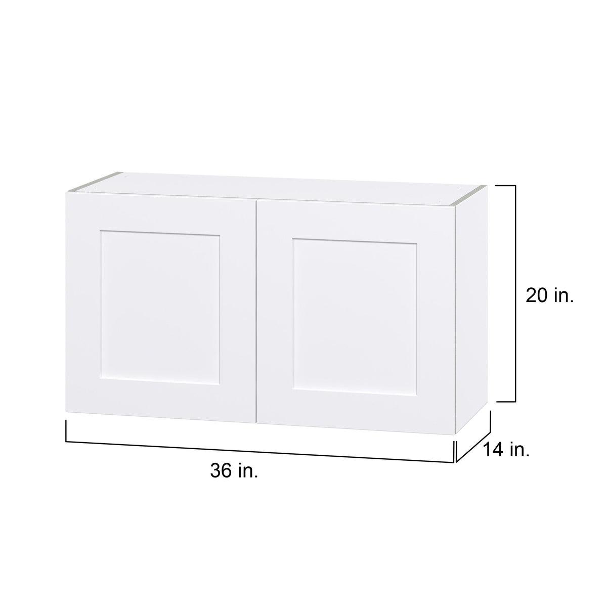 Hugo&Borg Jolie 36-in W x 20-in H x 14-in D Warm White Wall Fully Assembled Cabinet (Flat Panel Shaker Door Style)