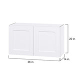 Hugo&Borg Jolie 36-in W x 20-in H x 14-in D Warm White Wall Fully Assembled Cabinet (Flat Panel Shaker Door Style)
