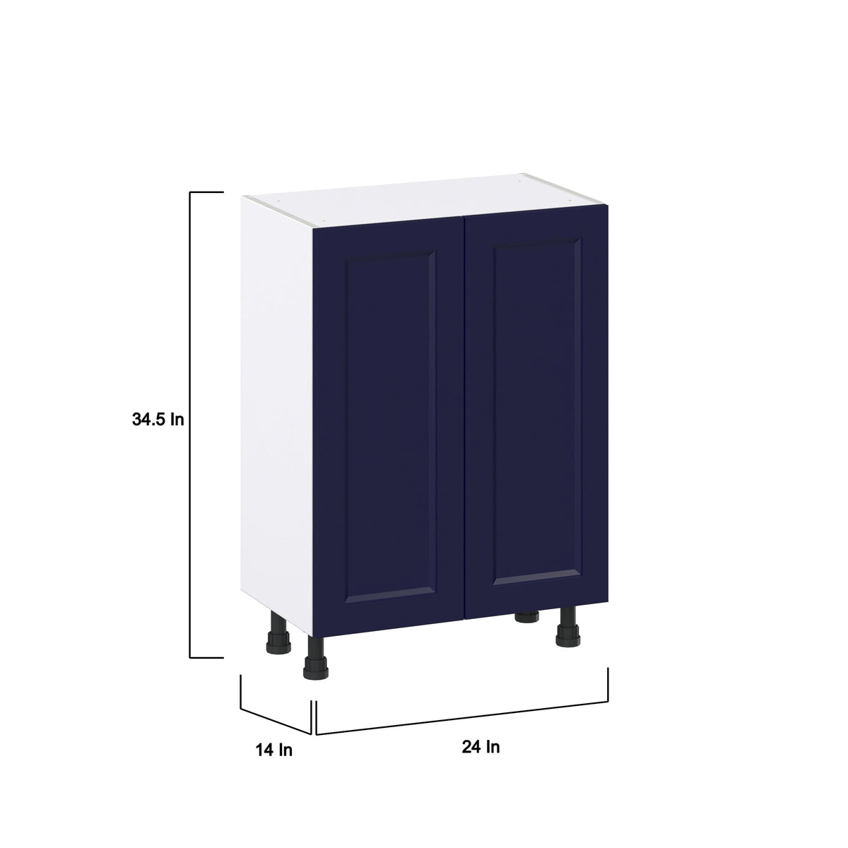 Hugo&Borg Lorette 24-in W x 34.5-in H x 14-in D Navy Blue Base Fully Assembled Cabinet (Recessed Panel Shaker Door Style)