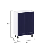 Hugo&Borg Lorette 24-in W x 34.5-in H x 14-in D Navy Blue Base Fully Assembled Cabinet (Recessed Panel Shaker Door Style)