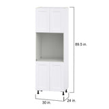Hugo&Borg Jolie 30-in W x 89.5-in H x 24-in D Warm White Single Oven Base Fully Assembled Cabinet (Flat Panel Shaker Style)
