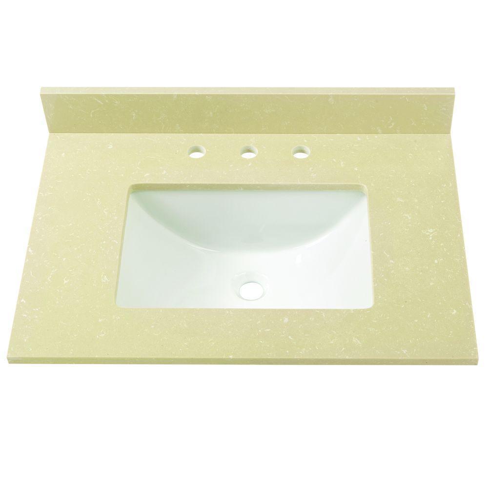25 in. W x 19 in. D Marble Vanity Top in Carrara with White Single Trough Sink - Super Arbor