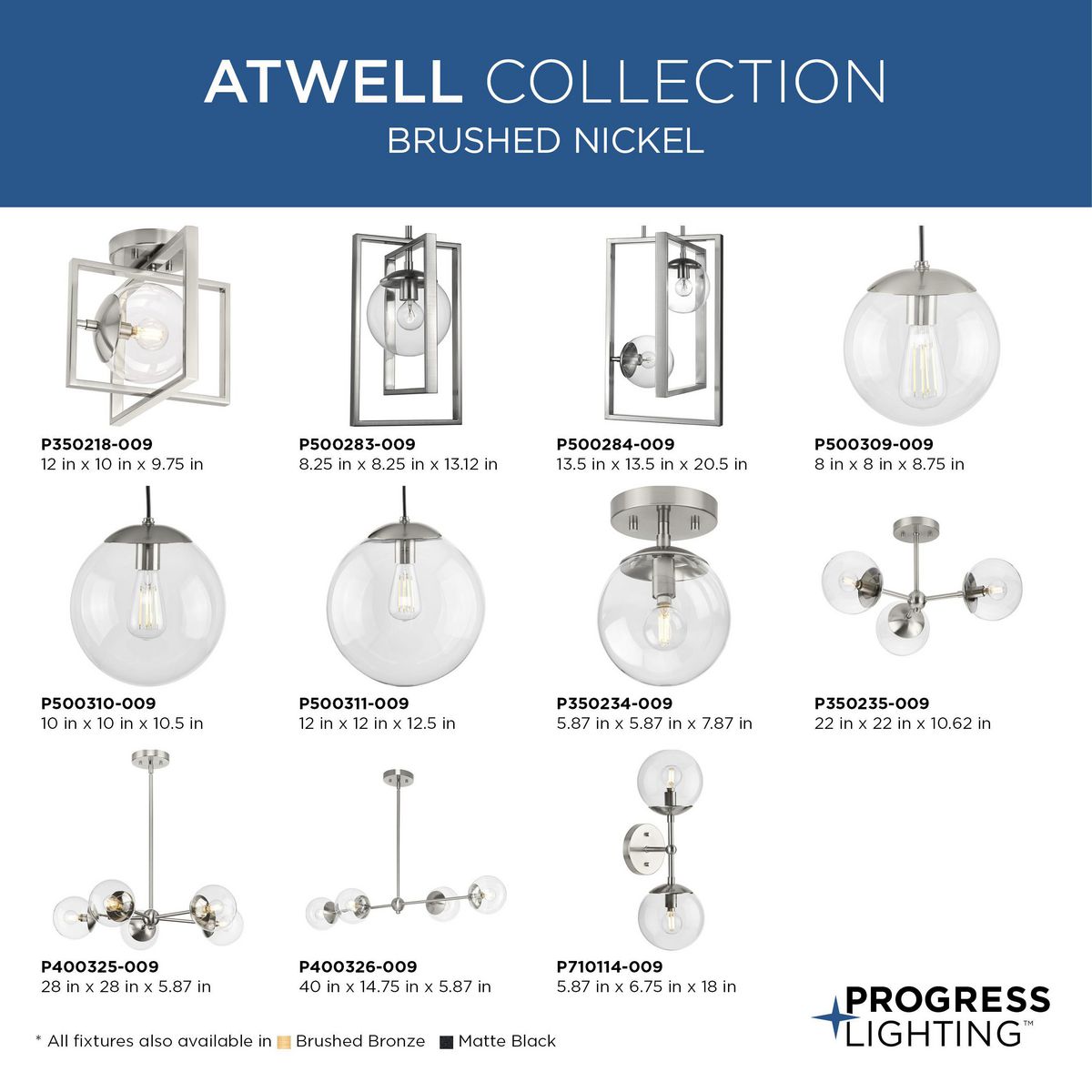 Progress Lighting Atwell 5-Light Brushed Bronze Mid-century Chandelier