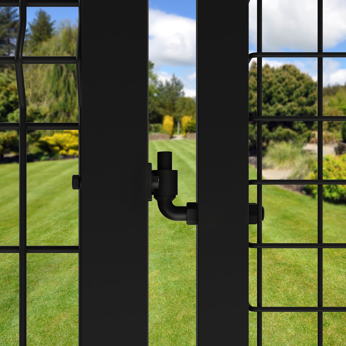 Ironcraft Euro Black Powder-coated Steel Flat-top Decorative Fence Gate