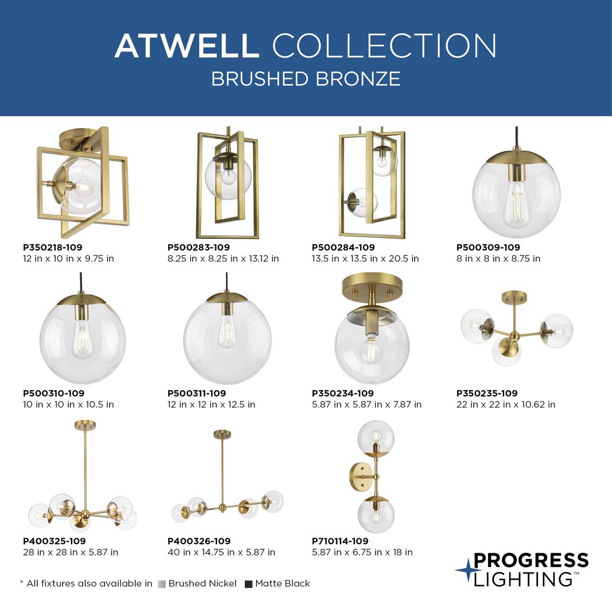 Progress Lighting Atwell 5-Light Brushed Nickel Mid-century Chandelier