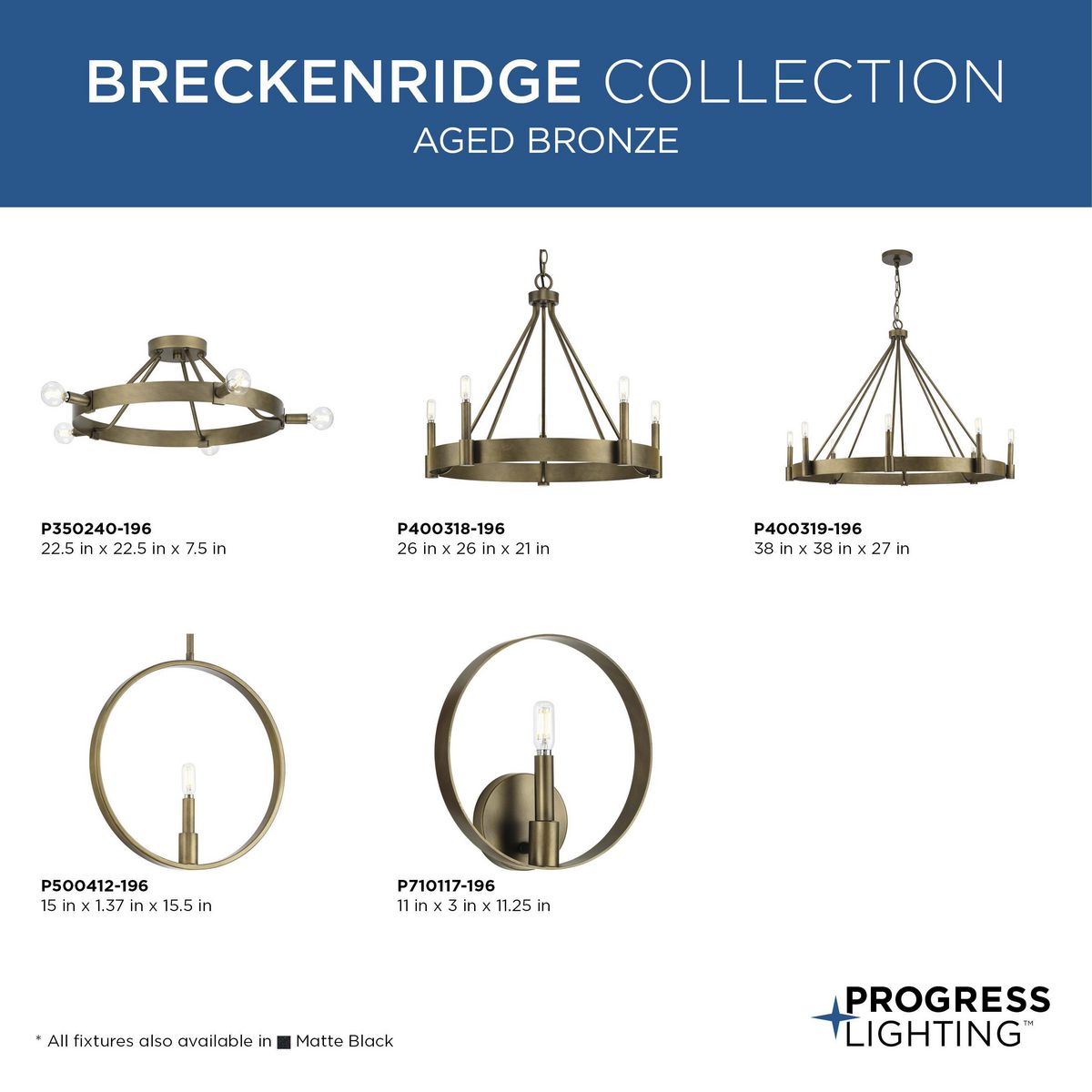 Progress Lighting Breckenridge 8-Light Bronze Farmhouse Chandelier