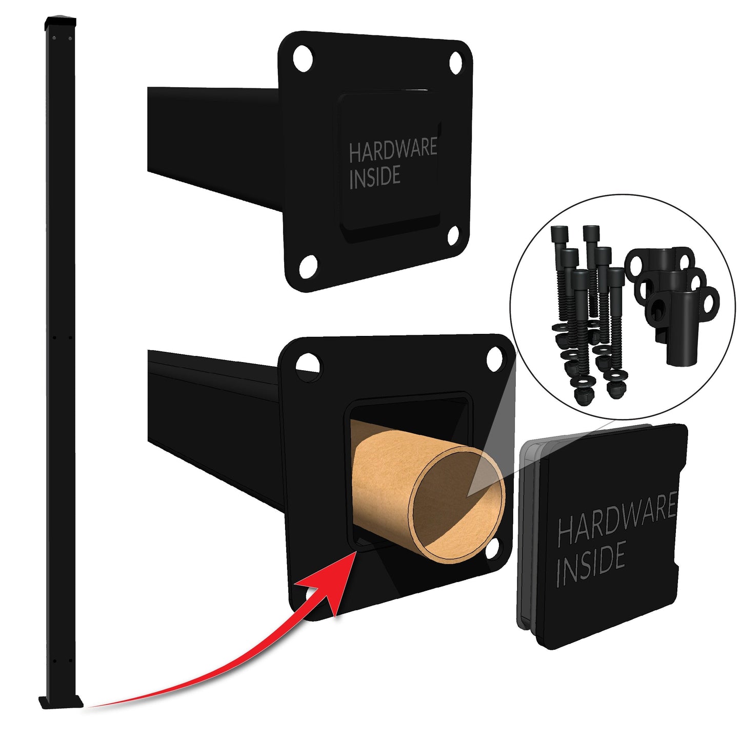 Ironcraft Euro 2-in W Black Powder-coat Steel Decorative Metal Security Universal Fence Post