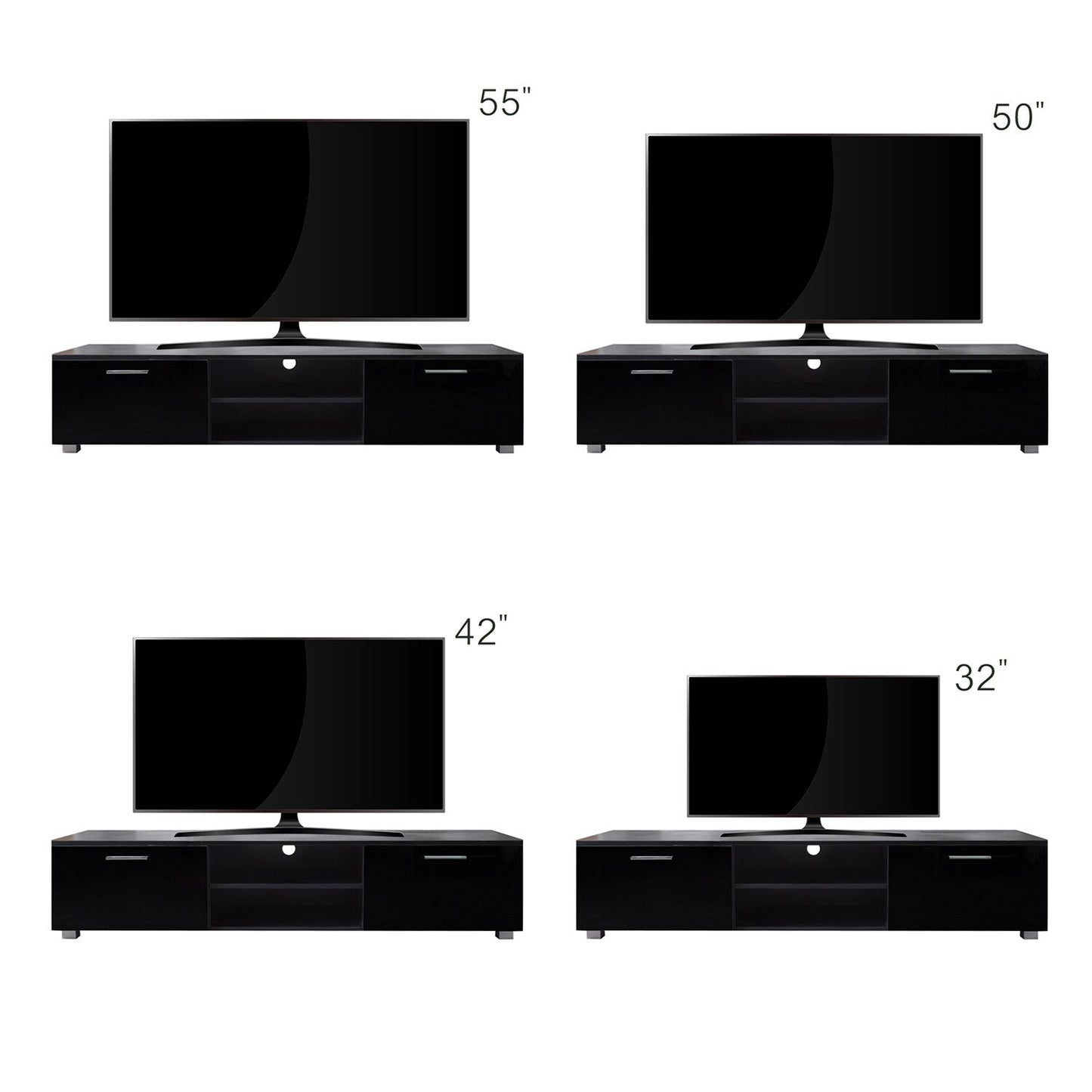 GZMR Black TV Stand for 70-in TV Stands Modern/Contemporary Black TV Cabinet (Accommodates TVs up to 70-in)
