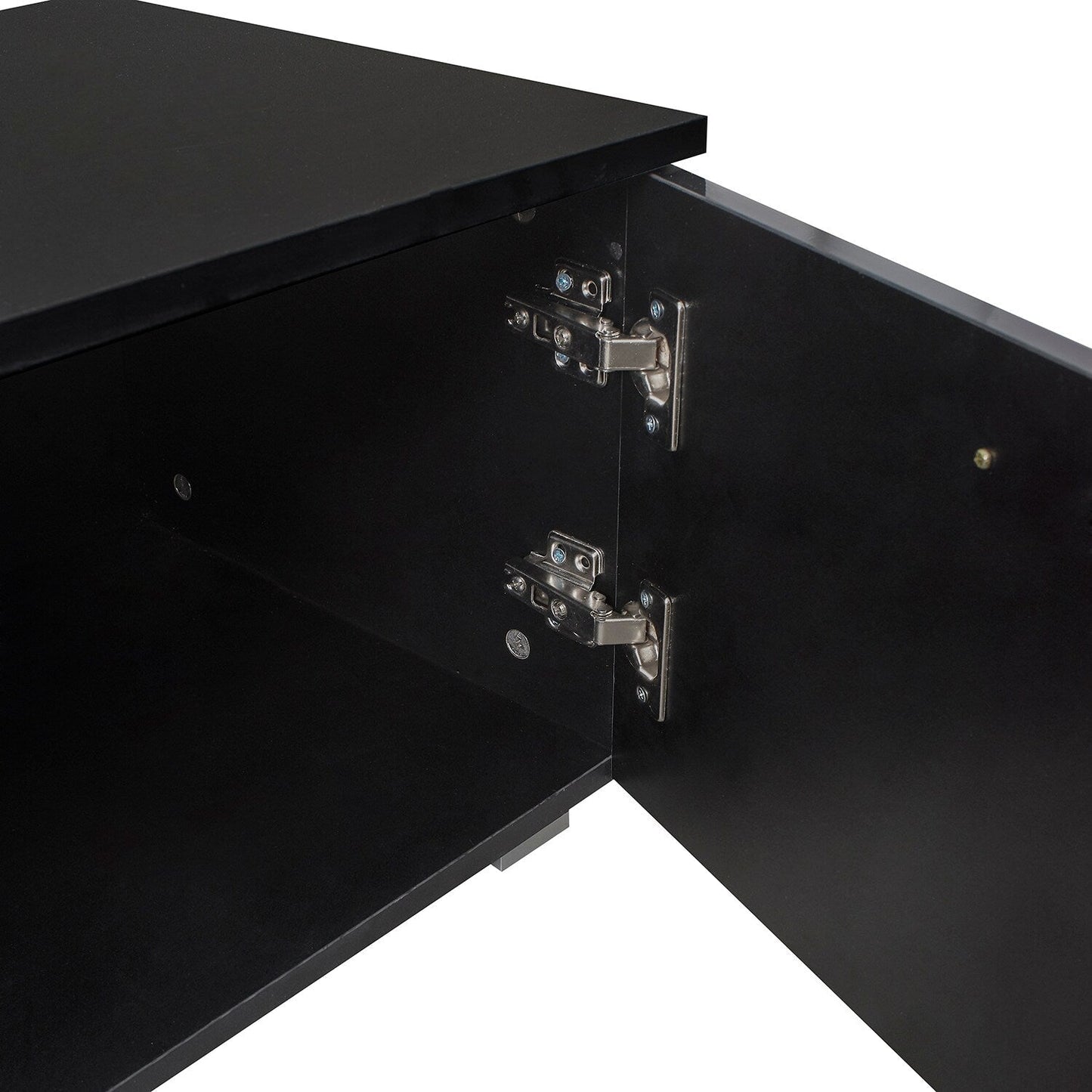 GZMR Black TV Stand for 70-in TV Stands Modern/Contemporary Black TV Cabinet (Accommodates TVs up to 70-in)