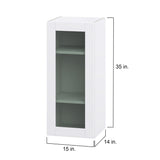 Hugo&Borg Rosemont 15-in W x 35-in H x 14-in D Glacier White Wall Fully Assembled Cabinet (Glass Panel Shaker Door Style)