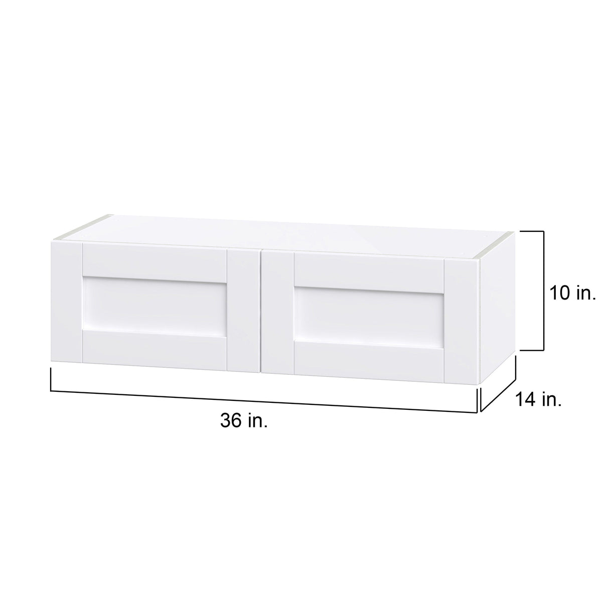 Hugo&Borg Rosemont 36-in W x 10-in H x 14-in D Glacier White Wall Fully Assembled Cabinet (Flat Panel Shaker Door Style)