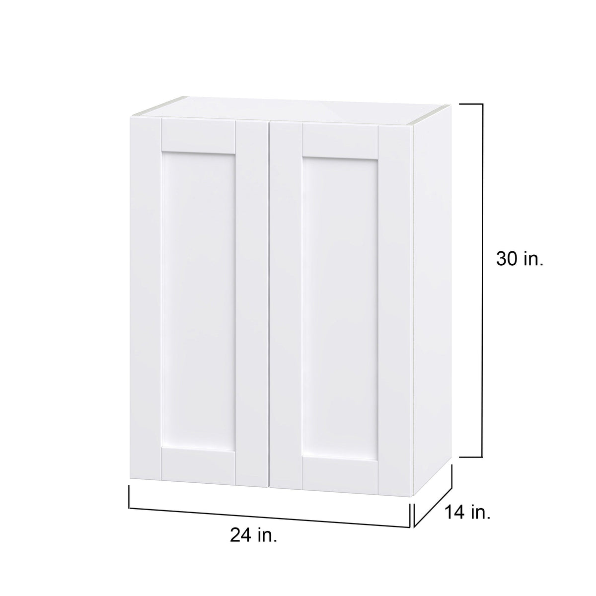 Hugo&Borg Rosemont 24-in W x 30-in H x 14-in D Glacier White Wall Fully Assembled Cabinet (Flat Panel Shaker Door Style)