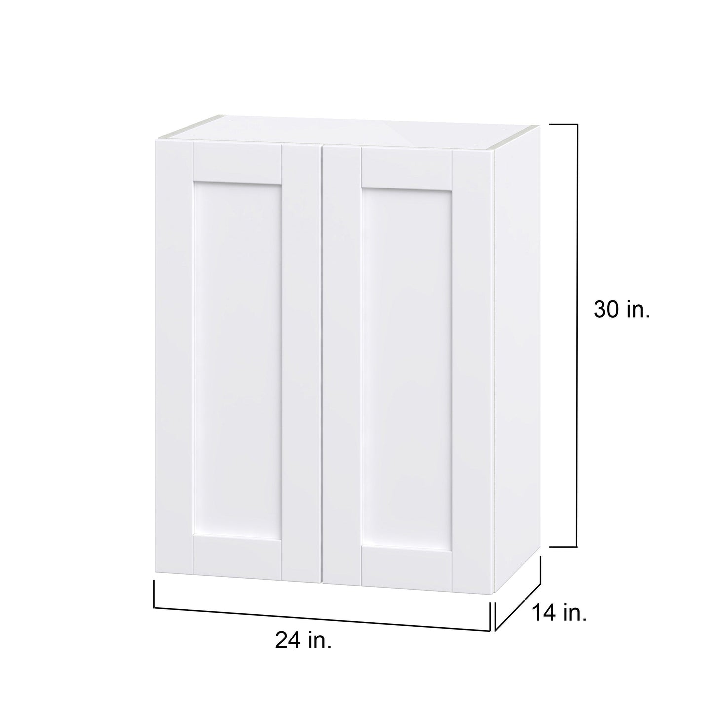 Hugo&Borg Rosemont 24-in W x 30-in H x 14-in D Glacier White Wall Fully Assembled Cabinet (Flat Panel Shaker Door Style)