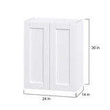 Hugo&Borg Rosemont 24-in W x 30-in H x 14-in D Glacier White Wall Fully Assembled Cabinet (Flat Panel Shaker Door Style)