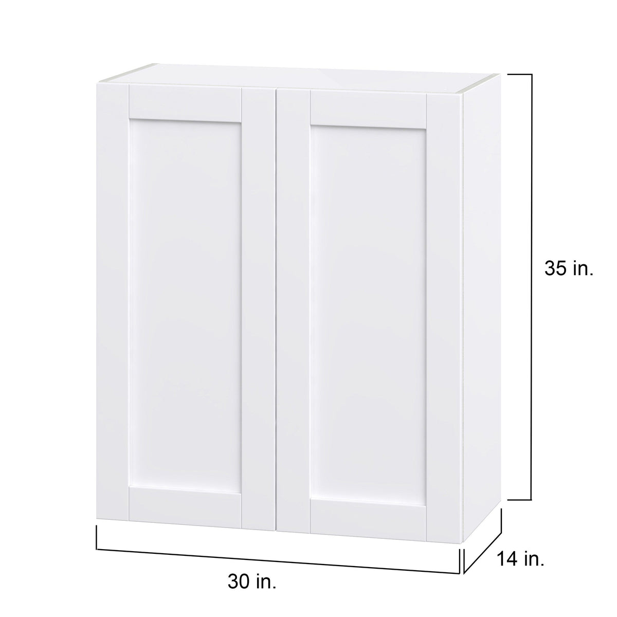 Hugo&Borg Rosemont 30-in W x 35-in H x 14-in D Glacier White Wall Fully Assembled Cabinet (Flat Panel Shaker Door Style)