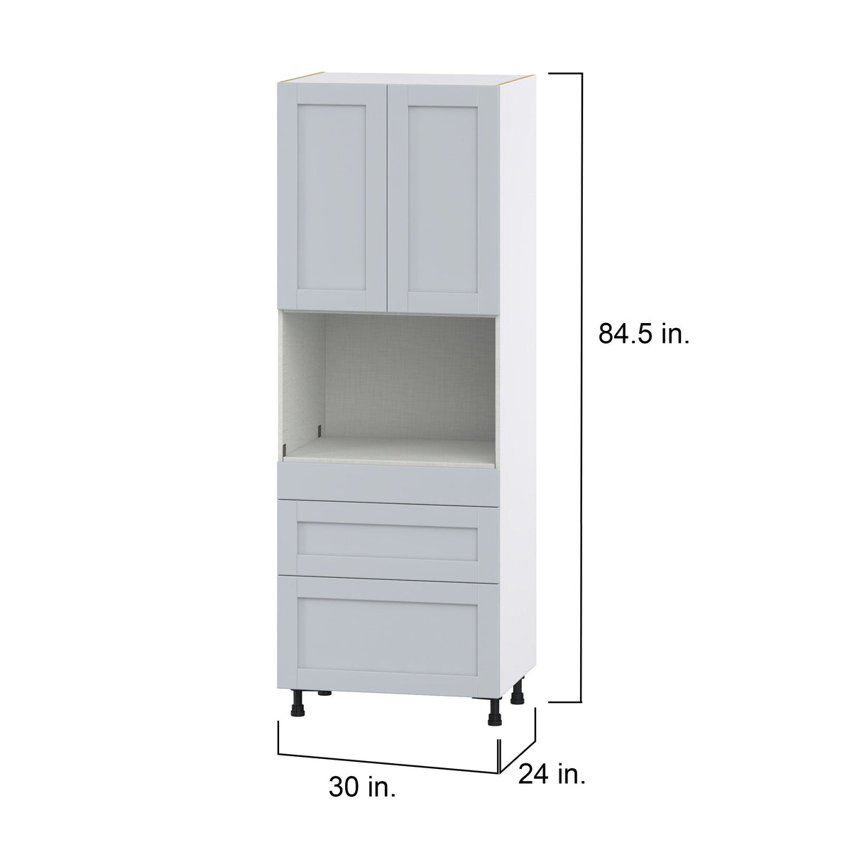 Hugo&Borg Charlesberg 30-in W x 84.5-in H x 24-in D Gray 3-Drawers Pantry Fully Assembled Cabinet (Flat Panel Shaker Style)
