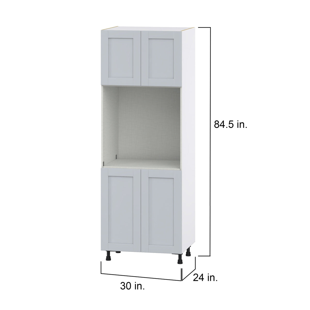 Hugo&Borg Charlesberg 30-in W x 84.5-in H x 24-in D Gray Single Oven Base Fully Assembled Cabinet (Flat Panel Shaker Style)