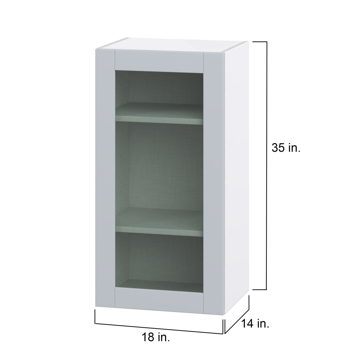 Hugo&Borg Charlesberg 18-in W x 35-in H x 14-in D Gray Wall Fully Assembled Cabinet (Glass Panel Shaker Door Style)