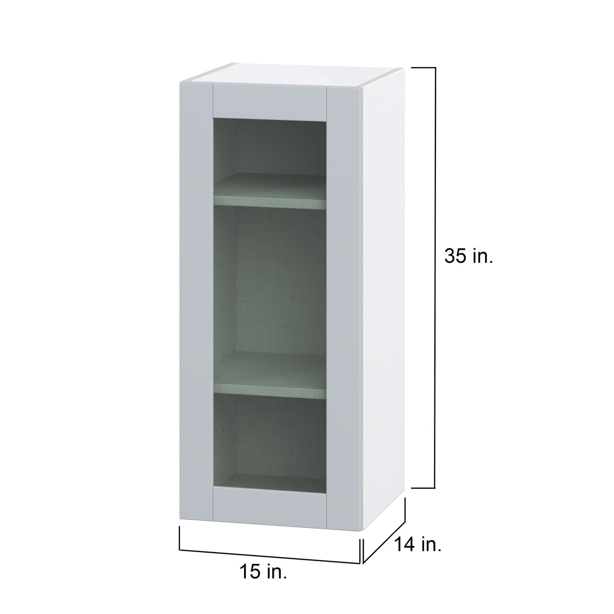 Hugo&Borg Charlesberg 15-in W x 35-in H x 14-in D Gray Wall Fully Assembled Cabinet (Glass Panel Shaker Door Style)