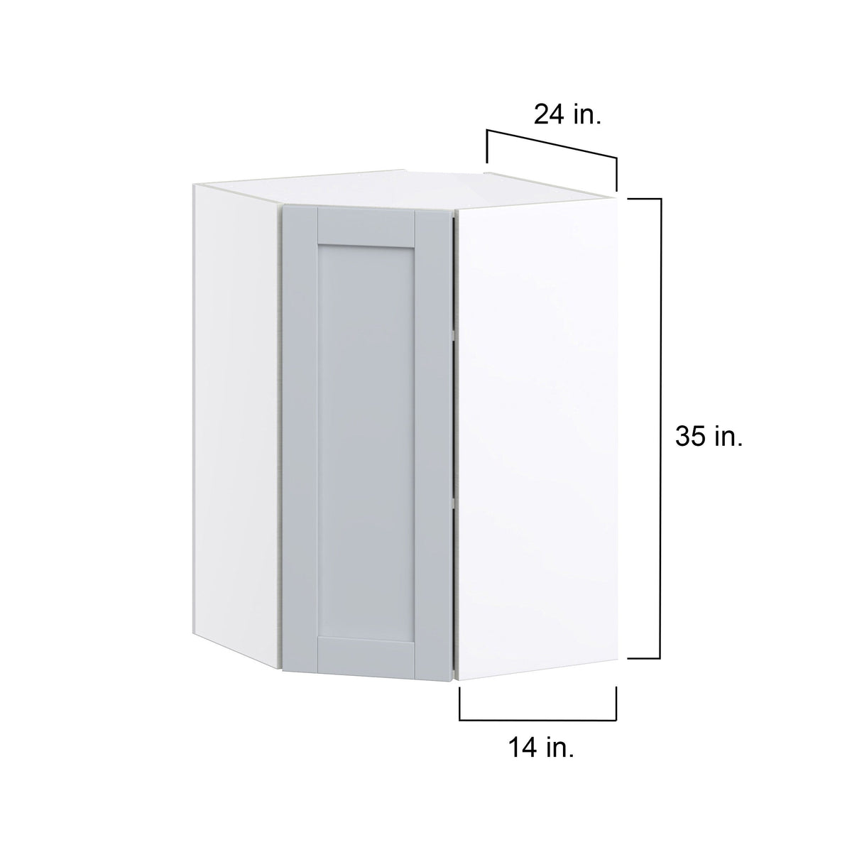 Hugo&Borg Charlesberg 24-in W x 35-in H x 14-in D Gray Diagonal Corner Wall Fully Assembled Cabinet (Flat Panel Shaker Style)