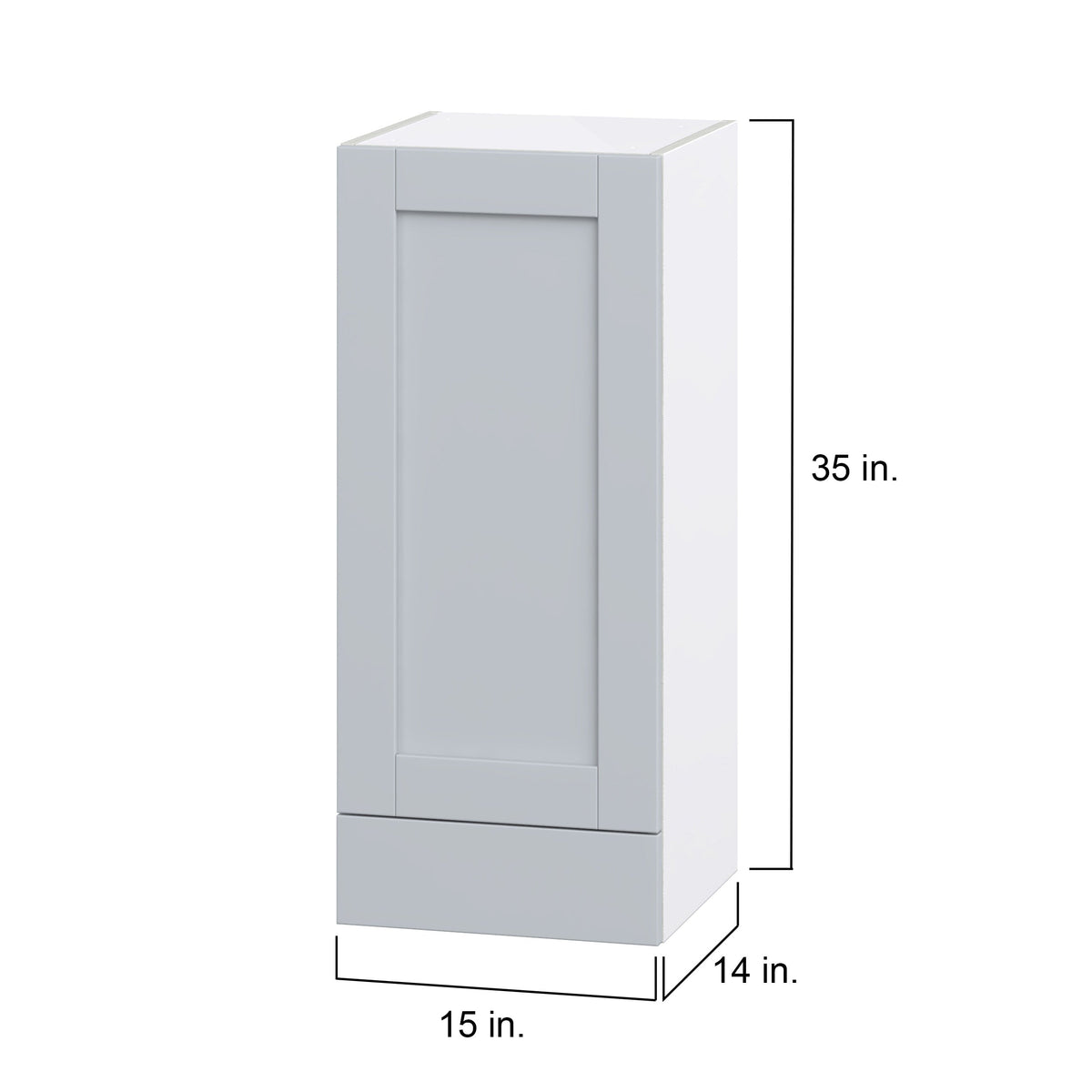 Hugo&Borg Charlesberg 15-in W x 35-in H x 14-in D Gray 1-Drawer Wall Fully Assembled Cabinet (Flat Panel Shaker Style)