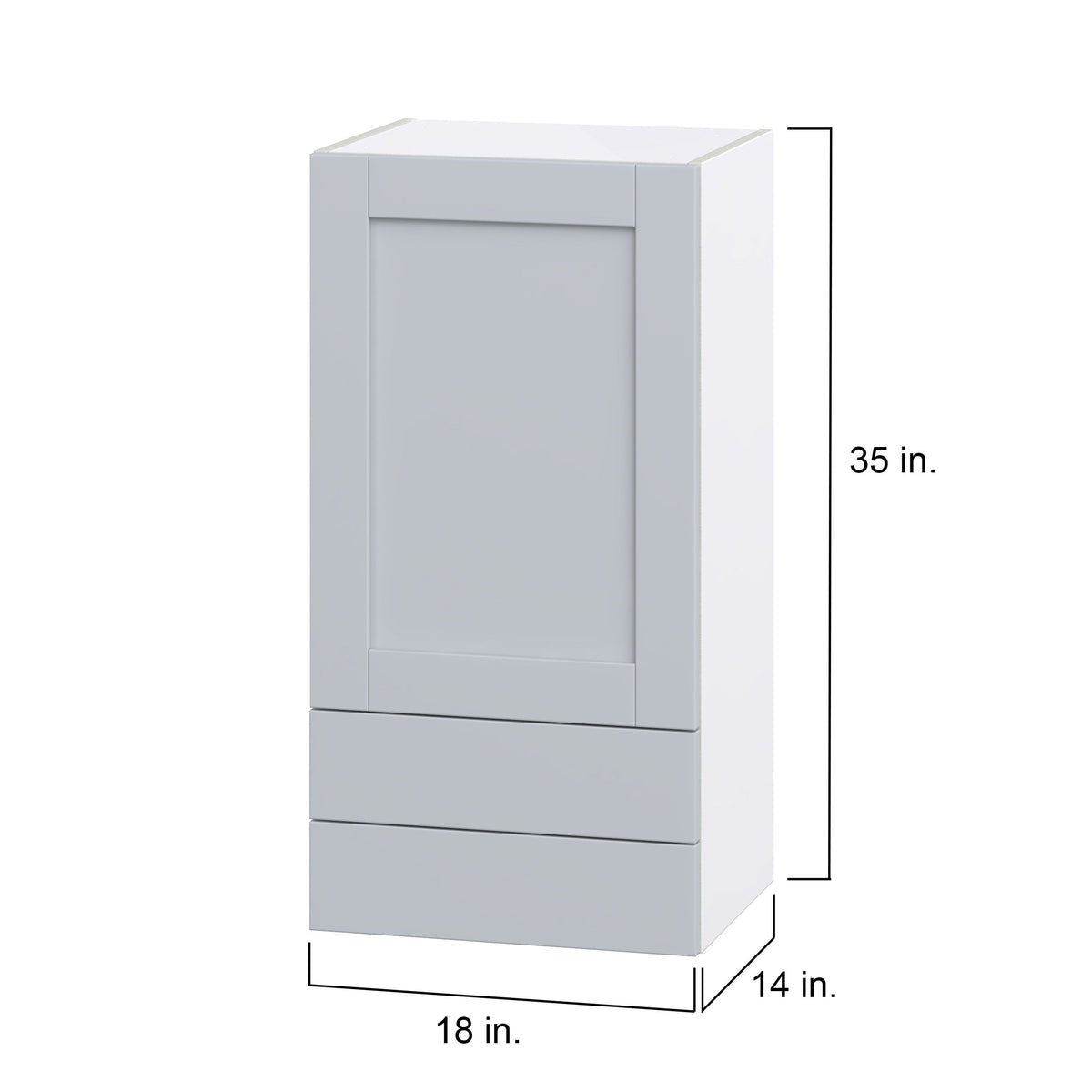 Hugo&Borg Charlesberg 18-in W x 35-in H x 14-in D Gray 2-Drawers Wall Fully Assembled Cabinet (Flat Panel Shaker Style)