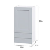 Hugo&Borg Charlesberg 18-in W x 35-in H x 14-in D Gray 2-Drawers Wall Fully Assembled Cabinet (Flat Panel Shaker Style)