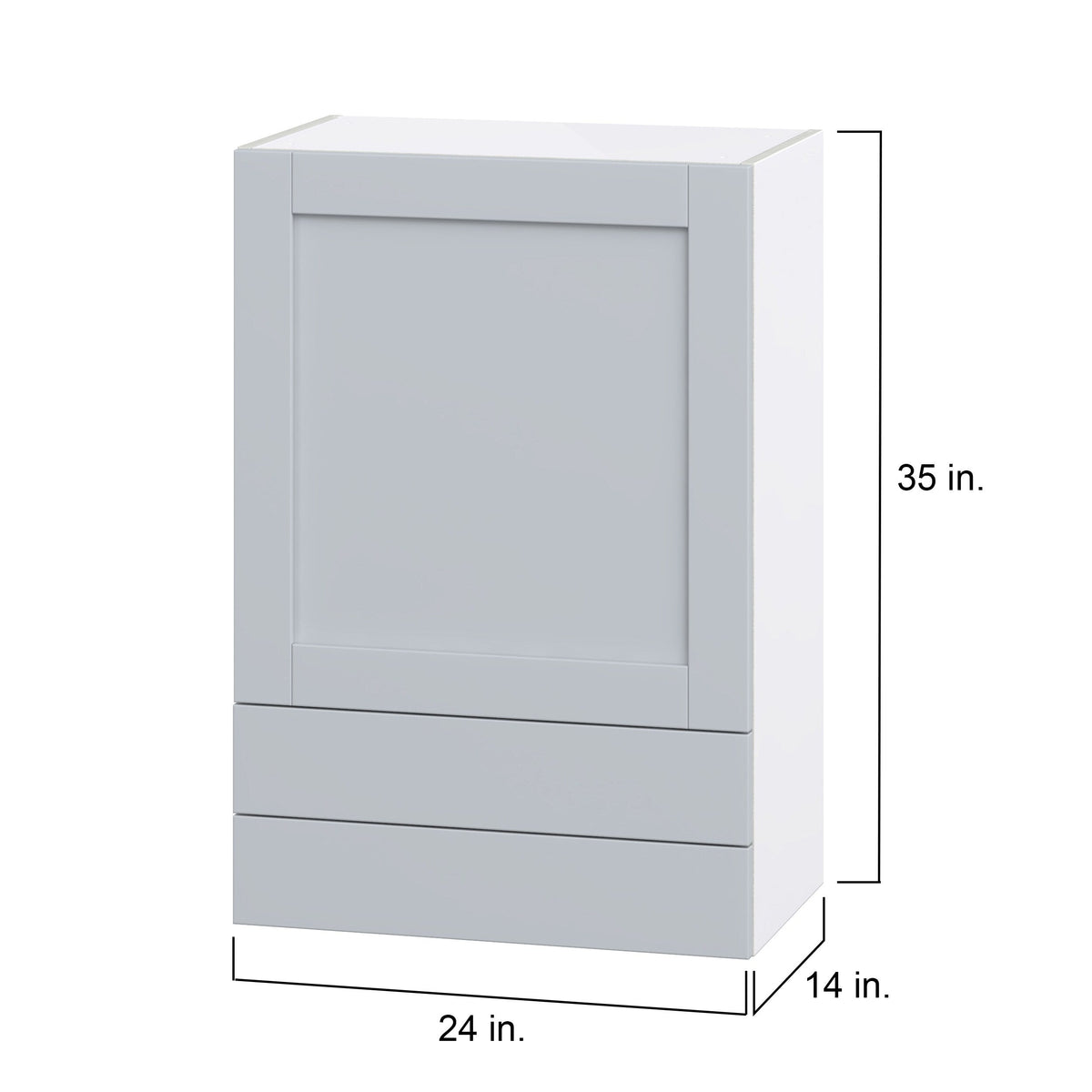 Hugo&Borg Charlesberg 24-in W x 35-in H x 14-in D Gray 2-Drawers Wall Fully Assembled Cabinet (Flat Panel Shaker Style)