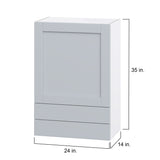 Hugo&Borg Charlesberg 24-in W x 35-in H x 14-in D Gray 2-Drawers Wall Fully Assembled Cabinet (Flat Panel Shaker Style)
