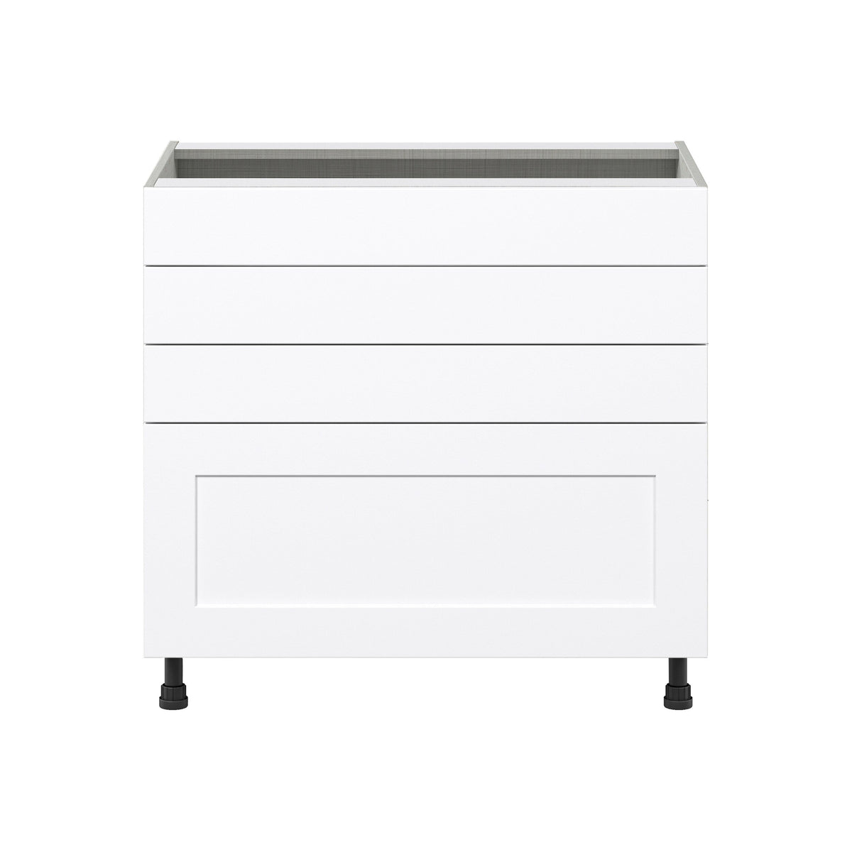 Hugo&Borg Jolie 36-in W x 34.5-in H x 24-in D Warm White 3-Drawer Base Fully Assembled Cabinet