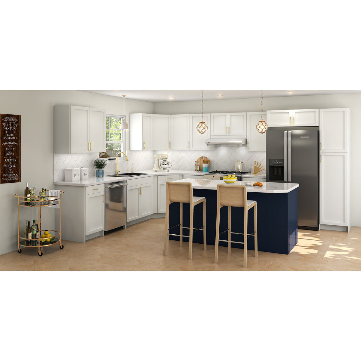 Project Source Omaha Unfinished 36-in W x 34.5-in H x 24.5-in D Unfinished Poplar 1-Drawer Base Ready To Assemble Cabinet (Recessed Panel Shaker Style)