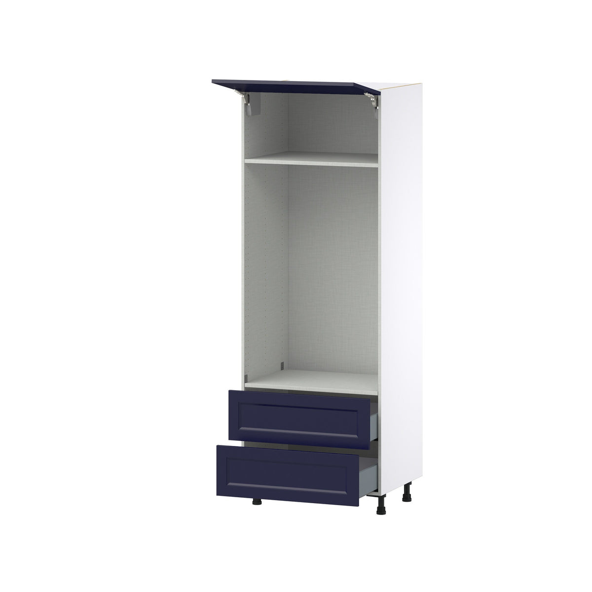 Hugo&Borg Lorette 30-in W x 84.5-in H x 24-in D Navy Blue 2-Drawers Microwave Base Fully Assembled Cabinet (Recessed Panel Shaker Style)