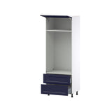 Hugo&Borg Lorette 30-in W x 84.5-in H x 24-in D Navy Blue 2-Drawers Microwave Base Fully Assembled Cabinet (Recessed Panel Shaker Style)