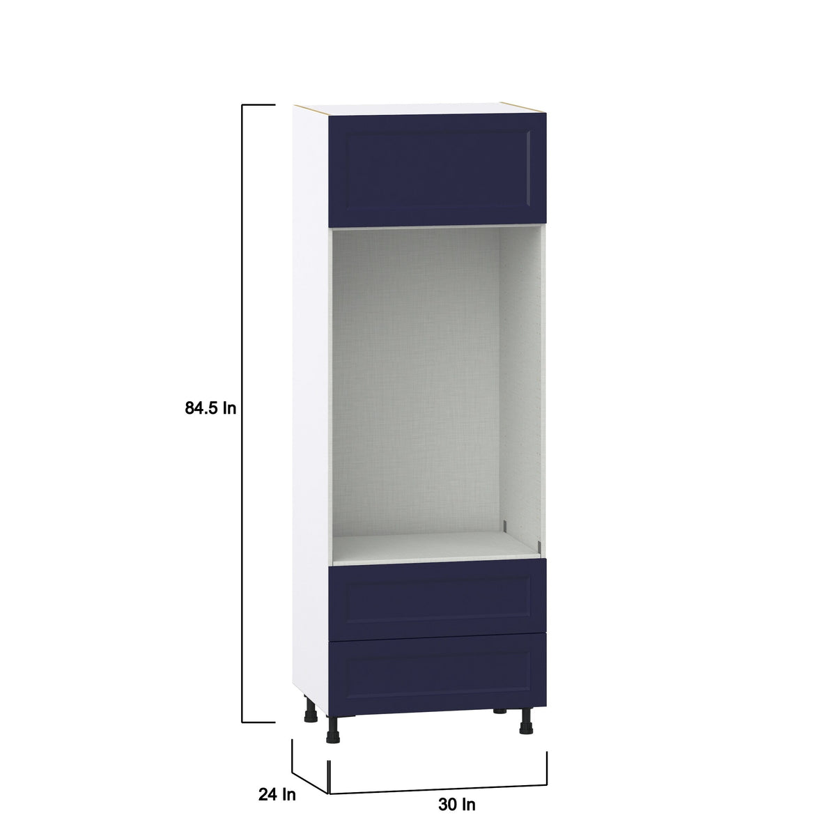 Hugo&Borg Lorette 30-in W x 84.5-in H x 24-in D Navy Blue 2-Drawers Microwave Base Fully Assembled Cabinet (Recessed Panel Shaker Style)