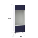 Hugo&Borg Lorette 30-in W x 84.5-in H x 24-in D Navy Blue 2-Drawers Microwave Base Fully Assembled Cabinet (Recessed Panel Shaker Style)
